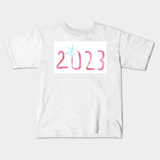 Watercolor text 2022 and snowflake, holiday art decoration, sketch. Illustration hand drawn modern Kids T-Shirt